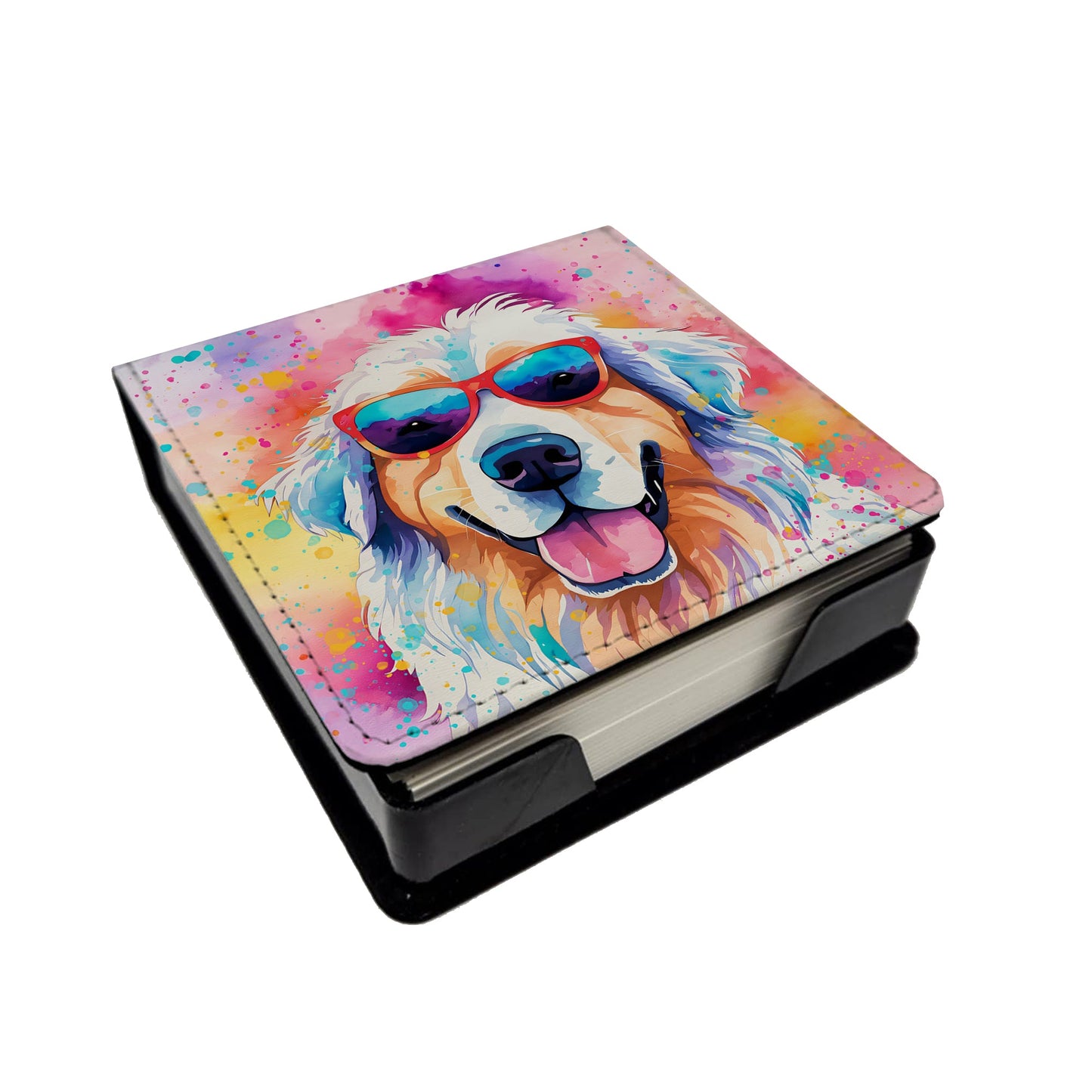 Great Pyrenees Hippie Dawg PU Leather Note Paper Holder