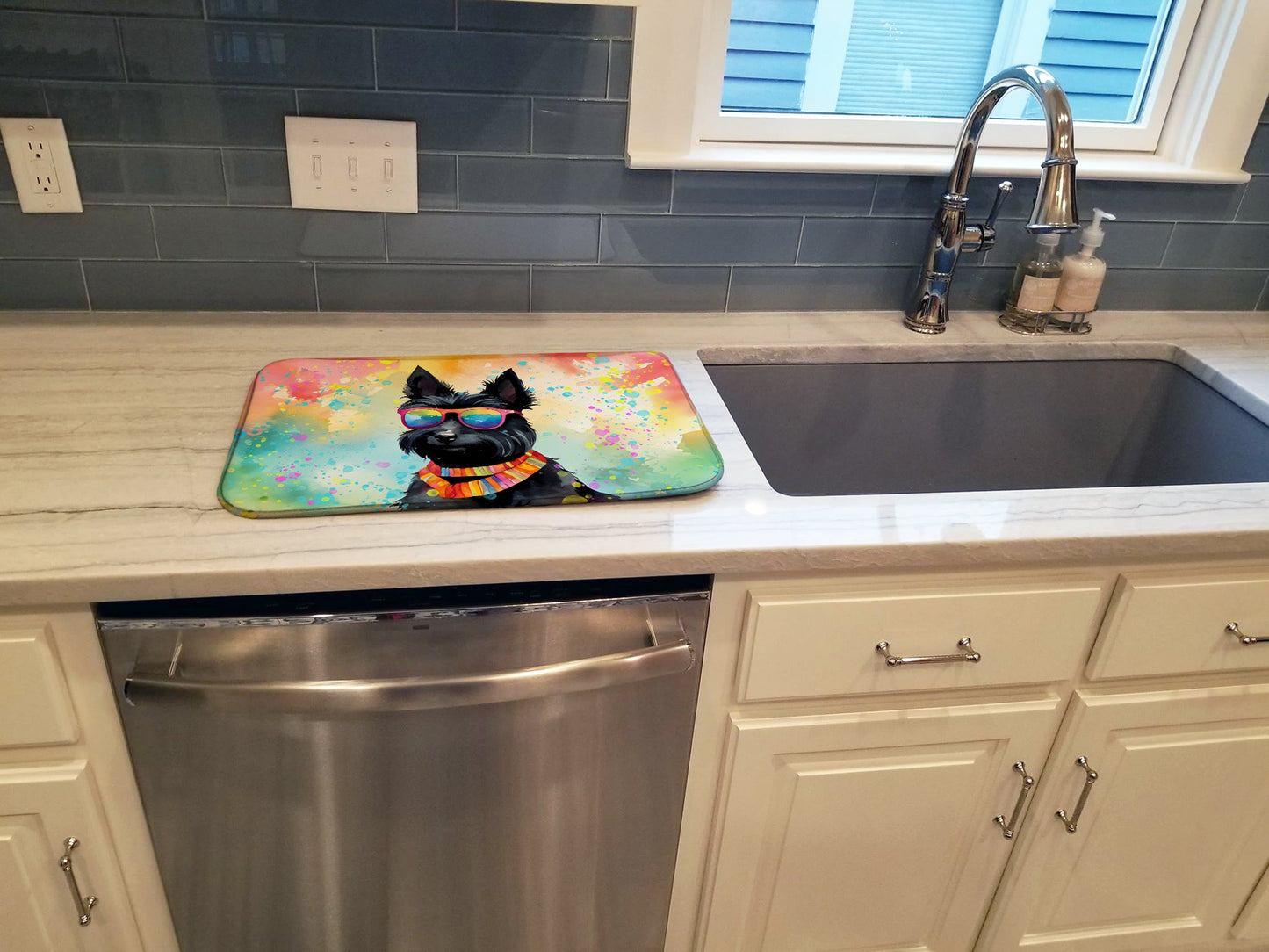 Scottish Terrier Hippie Dawg Dish Drying Mat