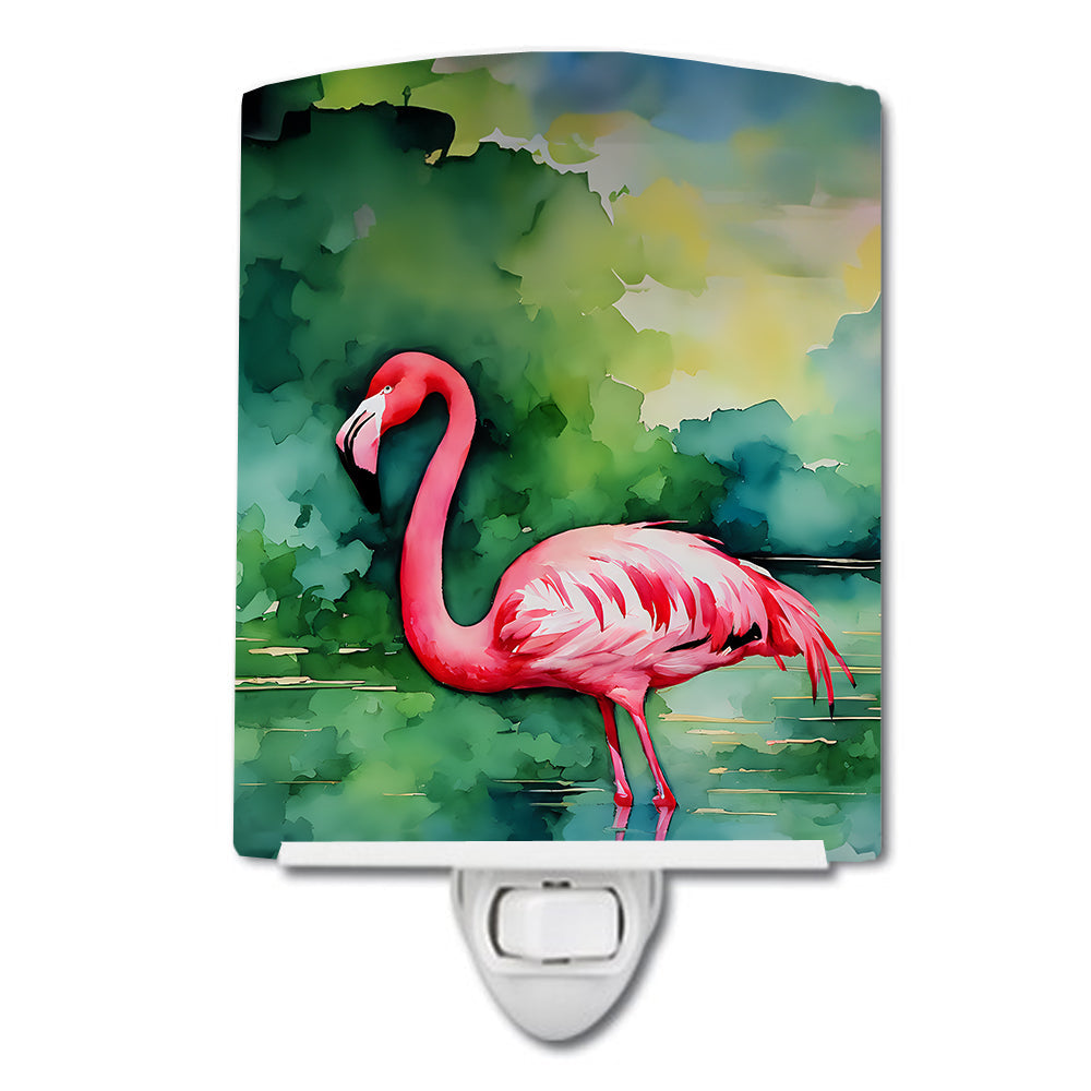 Flamingo night light with watercolor design